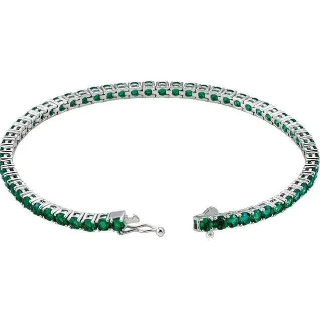 Fire Brilliance Bracelets LabGrown Colored Gemstone Line 725 14K White Gold Bracelet
