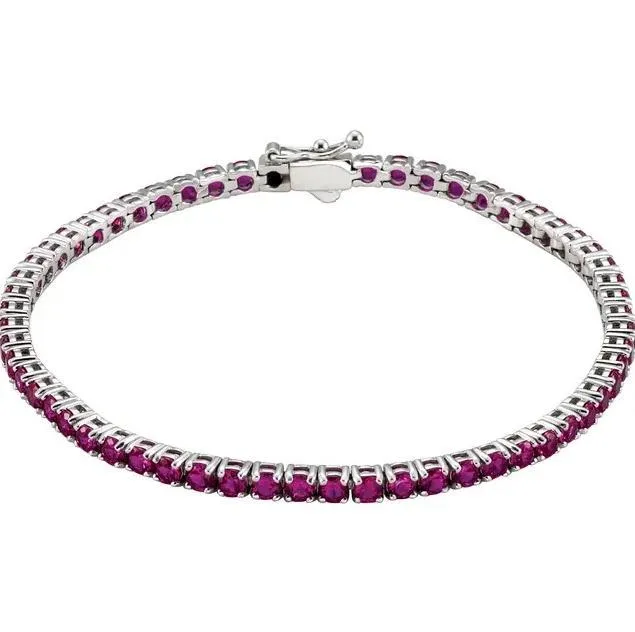 Fire Brilliance Bracelets LabGrown Colored Gemstone Line 725 14K White Gold Bracelet