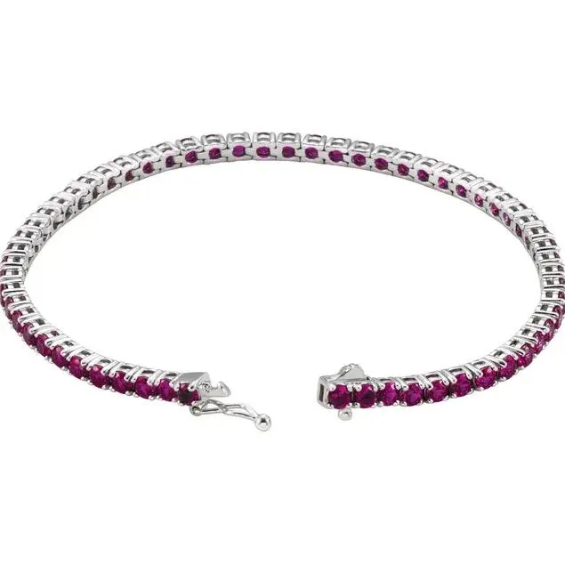 Fire Brilliance Bracelets LabGrown Colored Gemstone Line 725 14K White Gold Bracelet