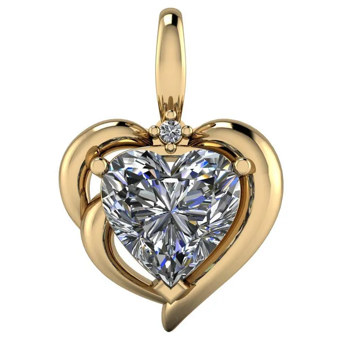 Fire Brilliance Heart Moissanite 3 Prong Pendant Necklaces