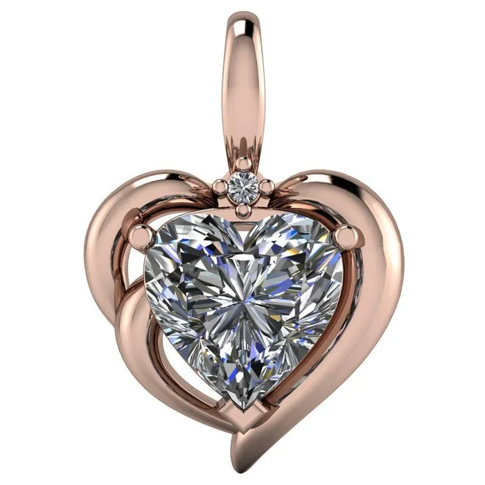 Fire Brilliance Heart Moissanite 3 Prong Pendant Necklaces