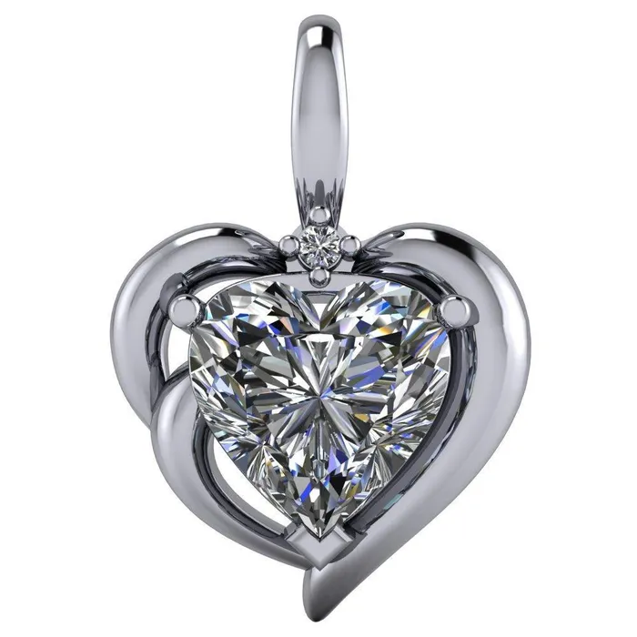 Fire Brilliance Heart Moissanite 3 Prong Pendant Necklaces