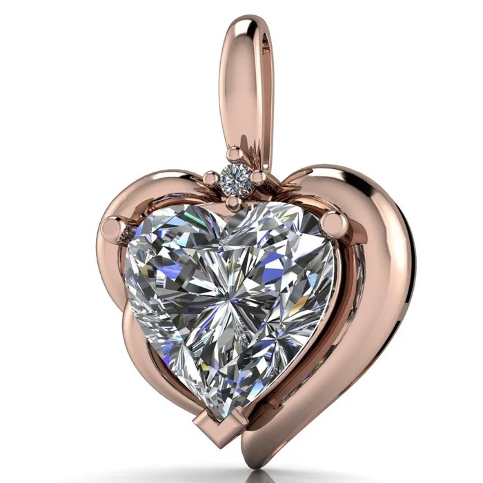 Fire Brilliance Heart Moissanite 3 Prong Pendant Necklaces