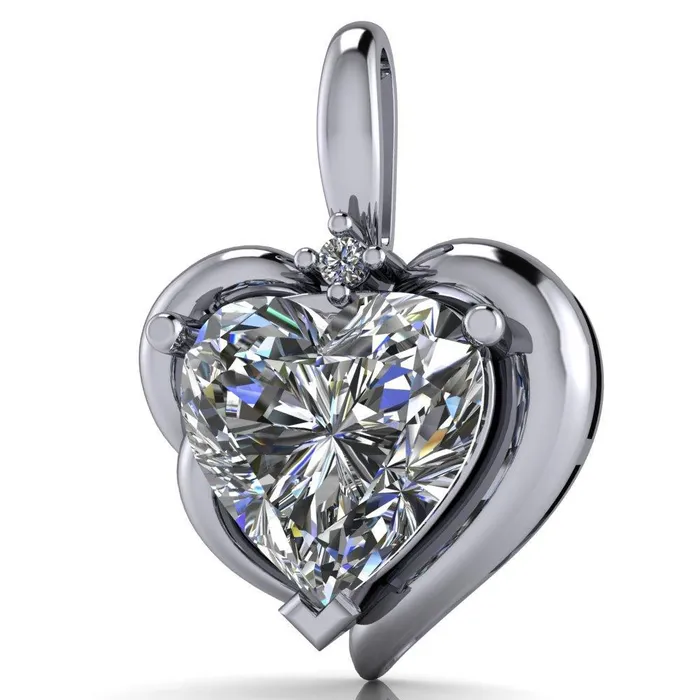 Fire Brilliance Heart Moissanite 3 Prong Pendant Necklaces