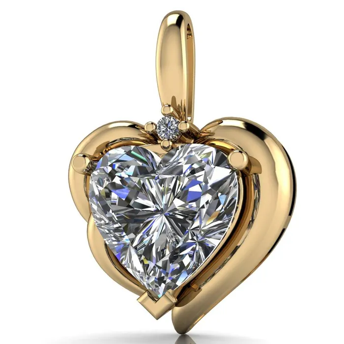 Fire Brilliance Heart Moissanite 3 Prong Pendant Necklaces