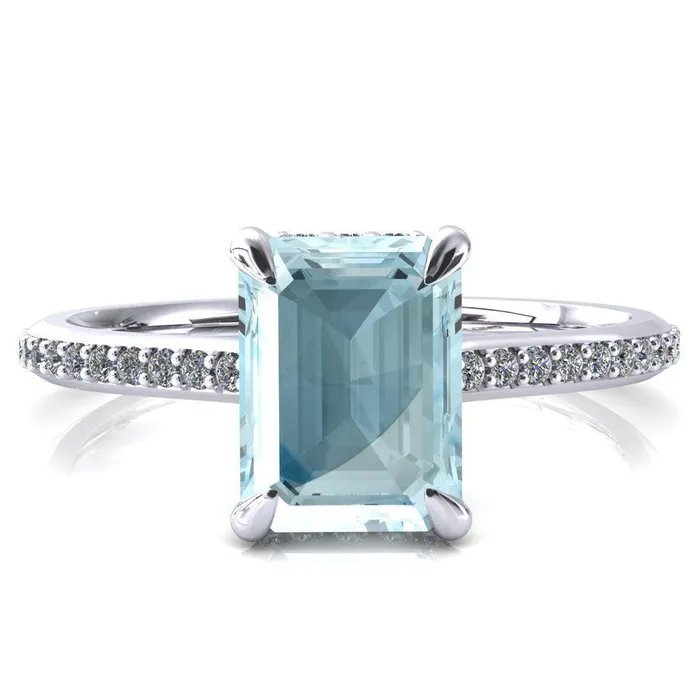 Fire Brilliance Kiki Emerald Aqua Blue Spinel 4 Prongs Claw Floating Halo 12 Pinpoint Inverted Cathedral Ring Rings Fire Brilliance Kiki Emerald Aqua Blue Spinel 4 Prongs Claw Floating Halo 12 Pinpoint Inverted Cathedral Ring Rings