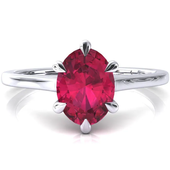 Fire Brilliance Lizzy Oval Ruby 6 Claw Prong Cathedral Engagement Ring Rings Fire Brilliance Lizzy Oval Ruby 6 Claw Prong Cathedral Engagement Ring Rings