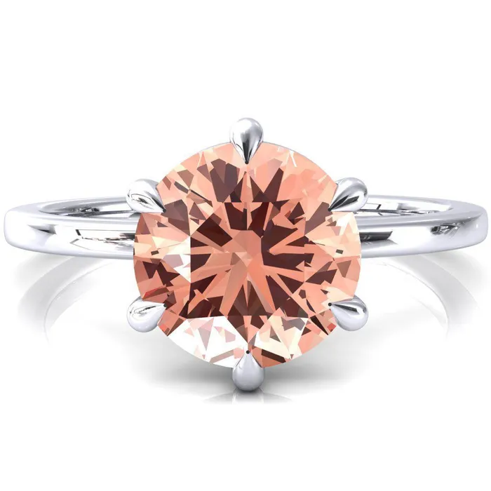 Fire Brilliance Lyla Round Champagne Sapphire 6 Claw Prong Single Rail Solitaire Ring Rings Fire Brilliance Lyla Round Champagne Sapphire 6 Claw Prong Single Rail Solitaire Ring Rings