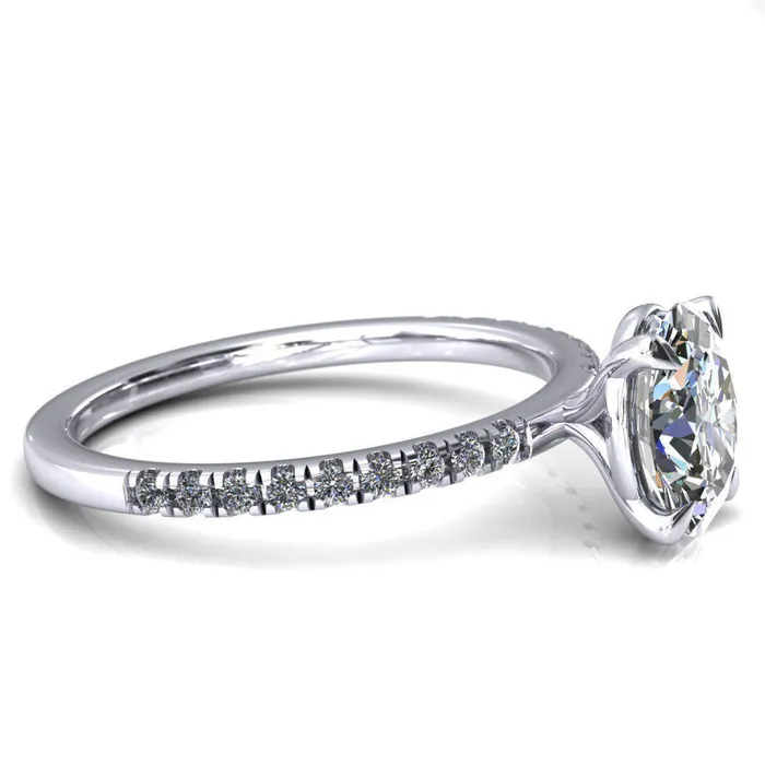 Fire Brilliance Rings Alessandra Oval Center Stone 4 Claw Prong Diamond Accent Engagement Ring