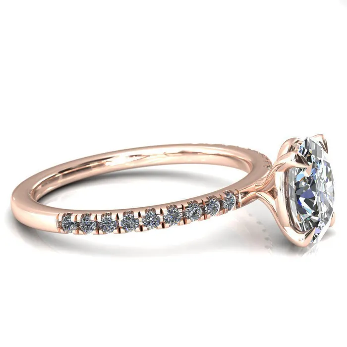 Fire Brilliance Rings Alessandra Oval Center Stone 4 Claw Prong Diamond Accent Engagement Ring