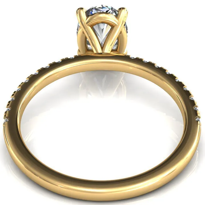 Fire Brilliance Rings Alessandra Oval Center Stone 4 Claw Prong Diamond Accent Engagement Ring