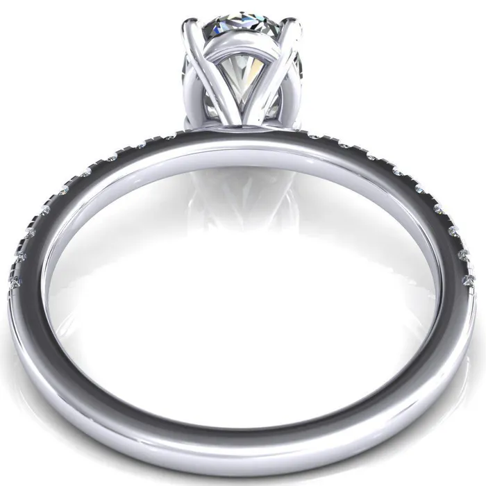 Fire Brilliance Rings Alessandra Oval Center Stone 4 Claw Prong Diamond Accent Engagement Ring