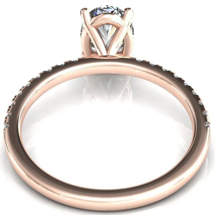 Fire Brilliance Rings Alessandra Oval Center Stone 4 Claw Prong Diamond Accent Engagement Ring