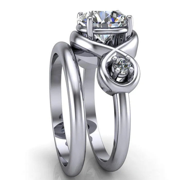 Fire Brilliance Rings Aurora Round Center Stone 3 Stone Halo Ring
