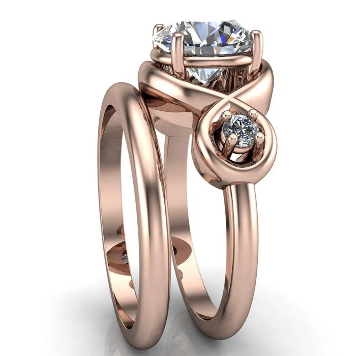 Fire Brilliance Rings Aurora Round Center Stone 3 Stone Halo Ring