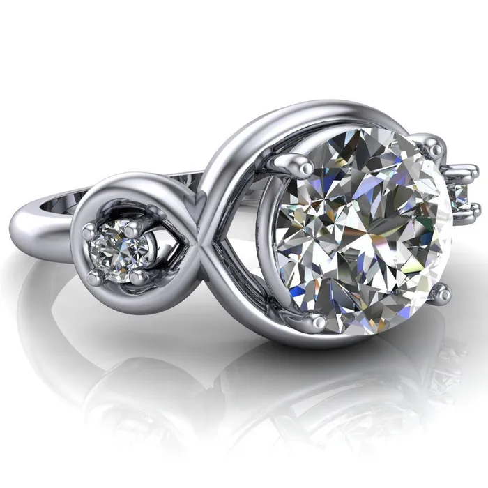Fire Brilliance Rings Aurora Round Center Stone 3 Stone Halo Ring