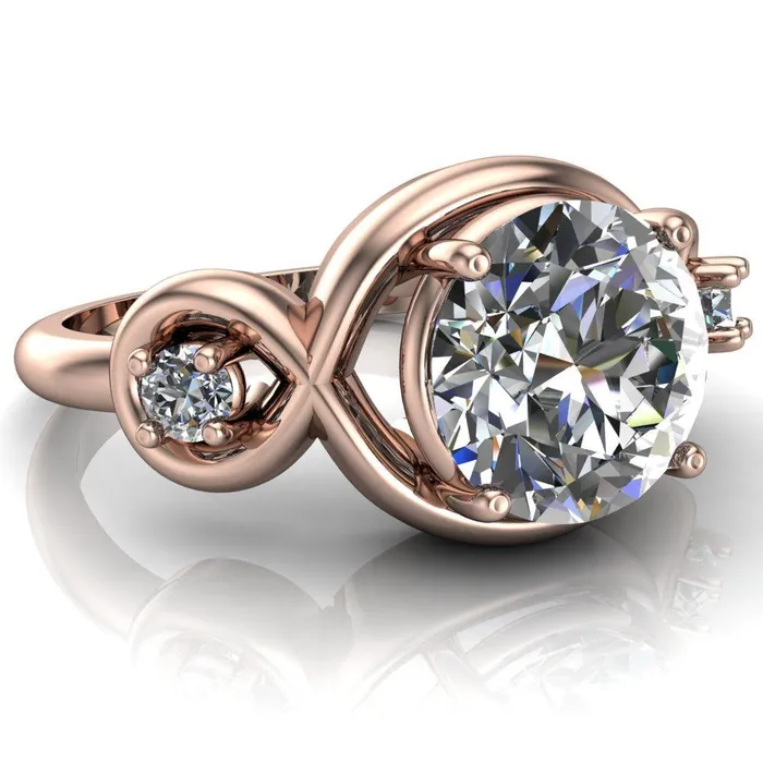 Fire Brilliance Rings Aurora Round Center Stone 3 Stone Halo Ring