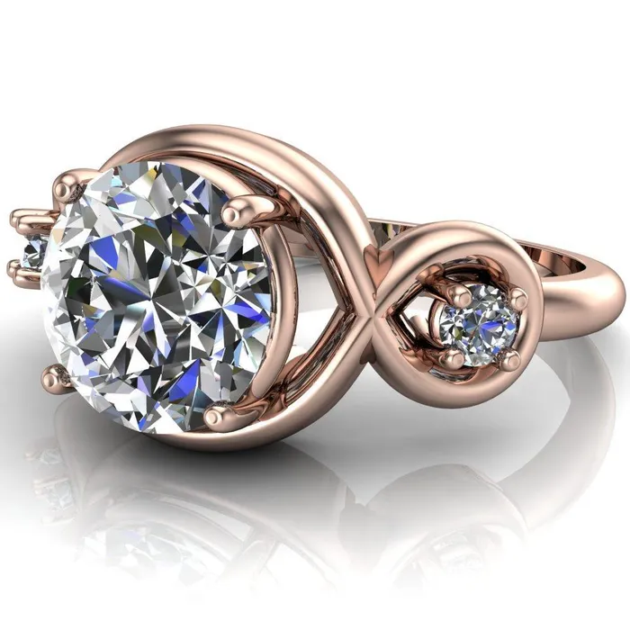 Fire Brilliance Rings Aurora Round Center Stone 3 Stone Halo Ring