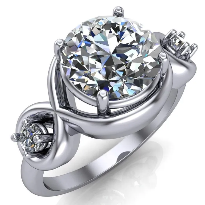 Fire Brilliance Rings Aurora Round Center Stone 3 Stone Halo Ring