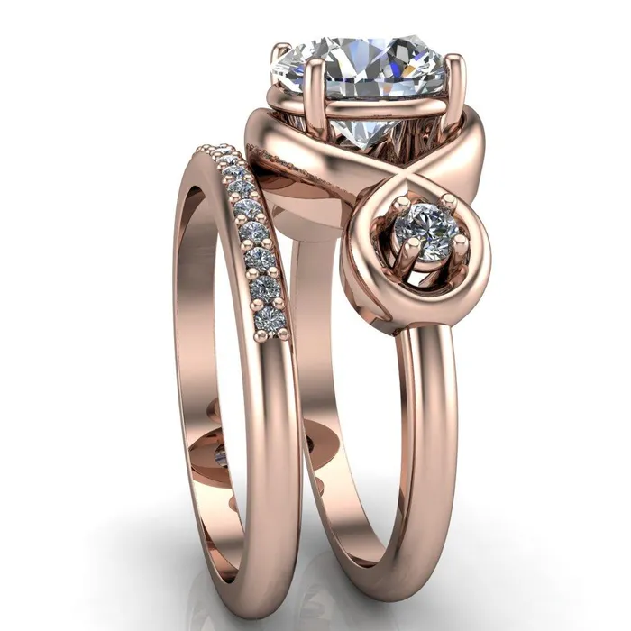Fire Brilliance Rings Aurora Round Center Stone 3 Stone Halo Ring