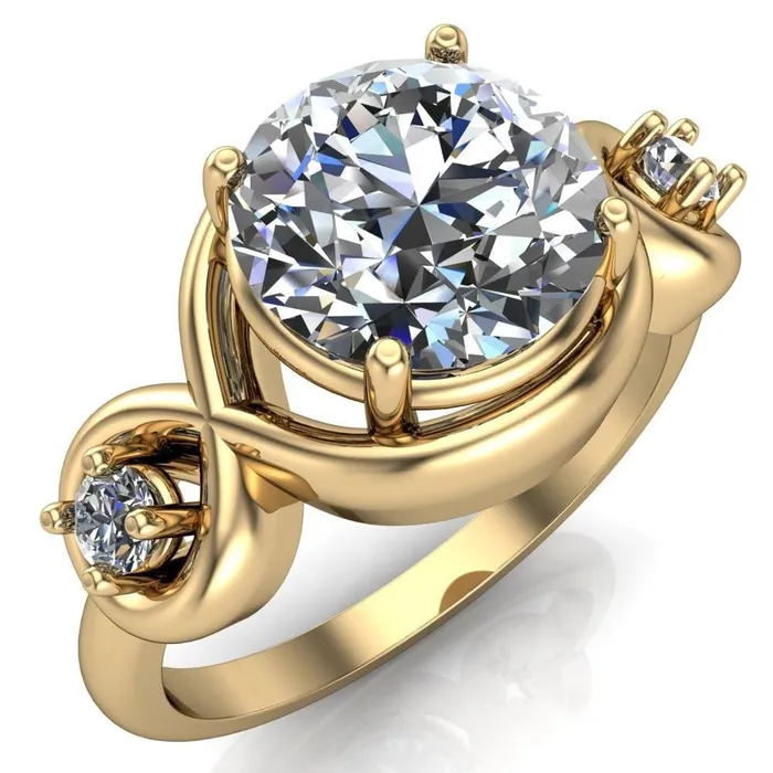 Fire Brilliance Rings Aurora Round Center Stone 3 Stone Halo Ring