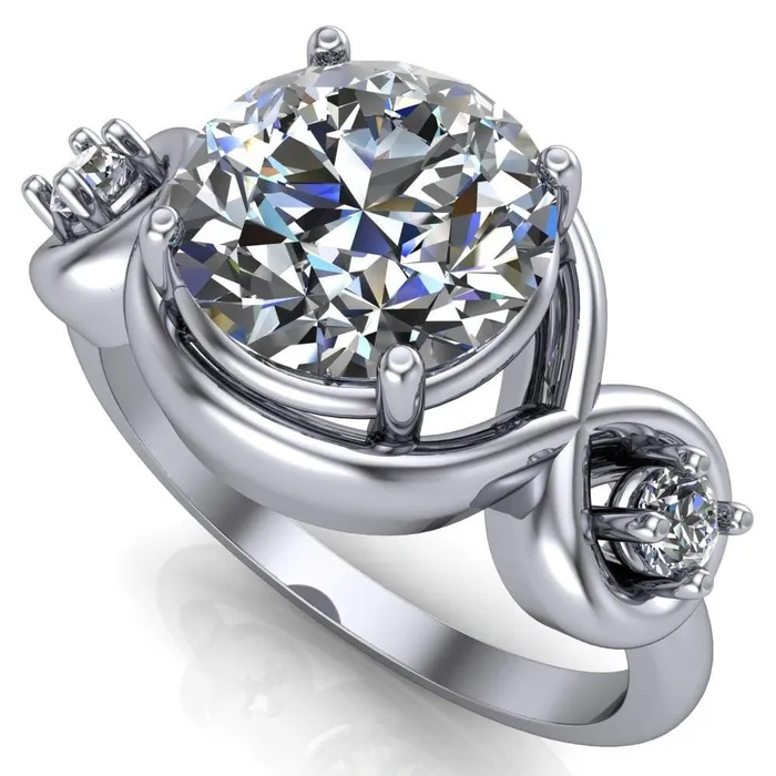 Fire Brilliance Rings Aurora Round Center Stone 3 Stone Halo Ring