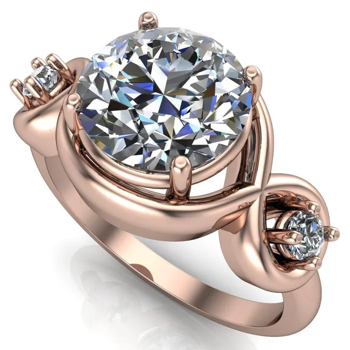 Fire Brilliance Rings Aurora Round Center Stone 3 Stone Halo Ring