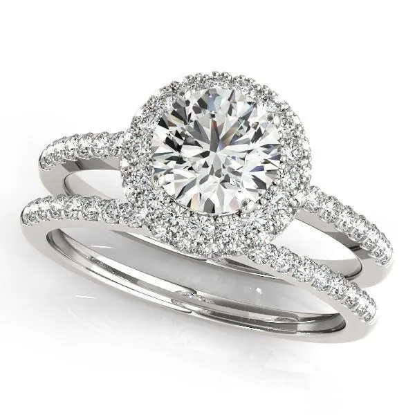 Fire Brilliance Rings Cassidy Round Center Stone Double Diamond Halo Half Dome Basket Engagement Ring