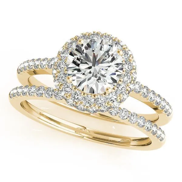 Fire Brilliance Rings Cassidy Round Center Stone Double Diamond Halo Half Dome Basket Engagement Ring