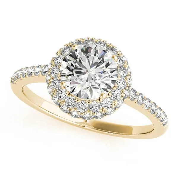 Fire Brilliance Rings Cassidy Round Center Stone Double Diamond Halo Half Dome Basket Engagement Ring