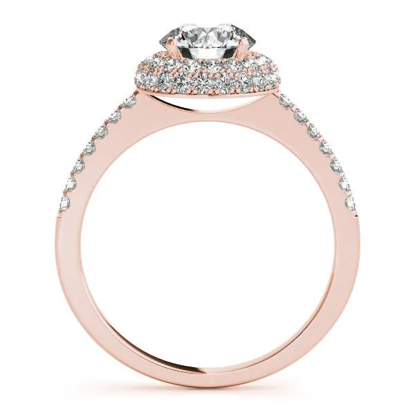 Fire Brilliance Rings Cassidy Round Center Stone Double Diamond Halo Half Dome Basket Engagement Ring