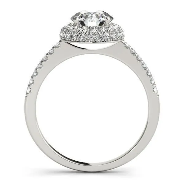 Fire Brilliance Rings Cassidy Round Center Stone Double Diamond Halo Half Dome Basket Engagement Ring