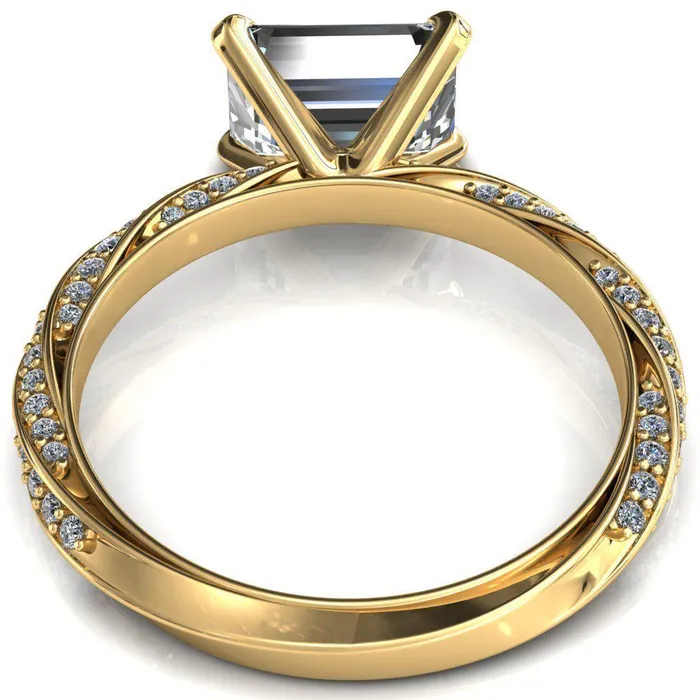 Fire Brilliance Rings Elysia Emerald Moissanite EastWest 4 Prong 34 Eternity Diamond Accent Ring