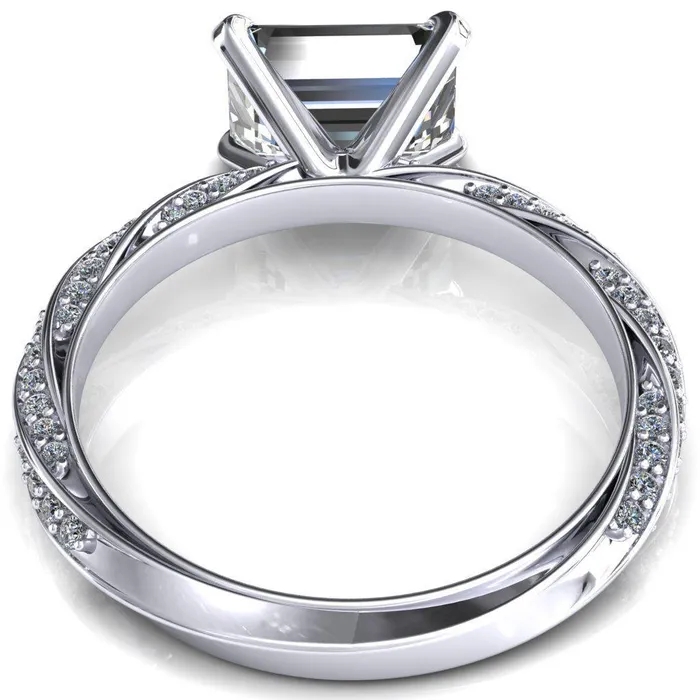 Fire Brilliance Rings Elysia Emerald Moissanite EastWest 4 Prong 34 Eternity Diamond Accent Ring