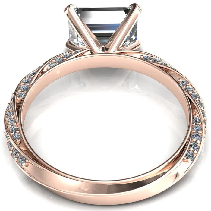 Fire Brilliance Rings Elysia Emerald Moissanite EastWest 4 Prong 34 Eternity Diamond Accent Ring