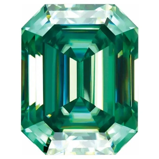 Fire Brilliance Rings Emerald Step Cut FAB Green Moissanite Loose Stone