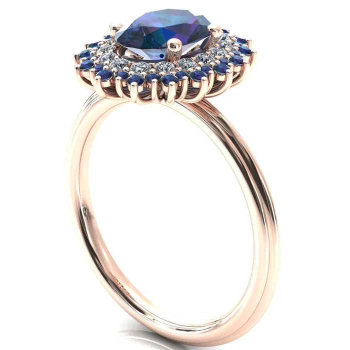 Fire Brilliance Rings Eridanus Oval Alexandrite Cluster Diamond and Alexandrite Halo Wedding Ring ver2