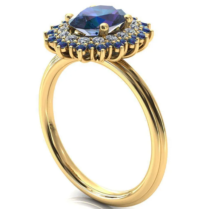 Fire Brilliance Rings Eridanus Oval Alexandrite Cluster Diamond and Alexandrite Halo Wedding Ring ver2