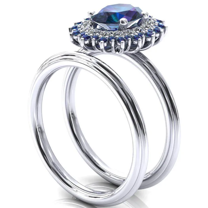 Fire Brilliance Rings Eridanus Oval Alexandrite Cluster Diamond and Alexandrite Halo Wedding Ring ver2