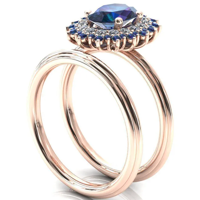 Fire Brilliance Rings Eridanus Oval Alexandrite Cluster Diamond and Alexandrite Halo Wedding Ring ver2
