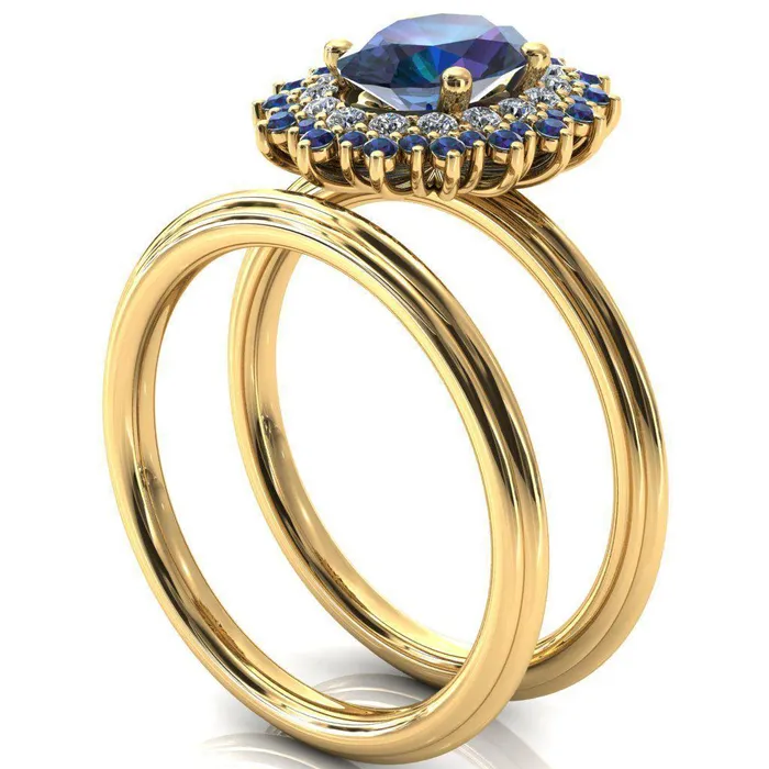 Fire Brilliance Rings Eridanus Oval Alexandrite Cluster Diamond and Alexandrite Halo Wedding Ring ver2