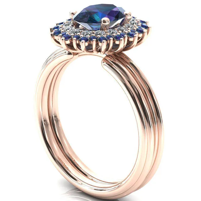 Fire Brilliance Rings Eridanus Oval Alexandrite Cluster Diamond and Alexandrite Halo Wedding Ring ver2