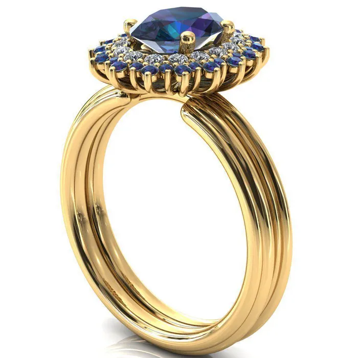Fire Brilliance Rings Eridanus Oval Alexandrite Cluster Diamond and Alexandrite Halo Wedding Ring ver2