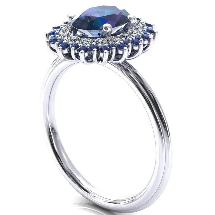 Fire Brilliance Rings Eridanus Oval Alexandrite Cluster Diamond and Alexandrite Halo Wedding Ring ver2