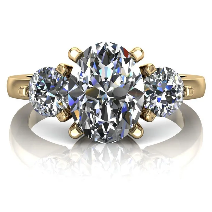 Fire Brilliance Rings Giselle Oval Center Stone Trinity Under Bezel Engagement Ring