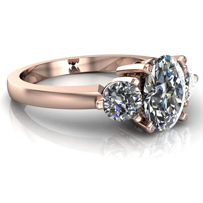 Fire Brilliance Rings Giselle Oval Center Stone Trinity Under Bezel Engagement Ring
