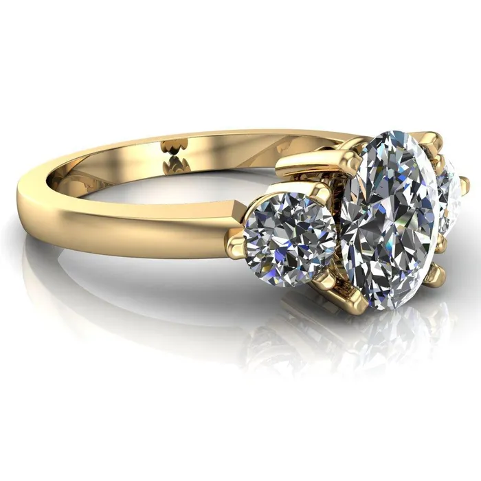 Fire Brilliance Rings Giselle Oval Center Stone Trinity Under Bezel Engagement Ring