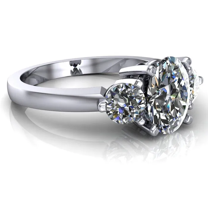 Fire Brilliance Rings Giselle Oval Center Stone Trinity Under Bezel Engagement Ring