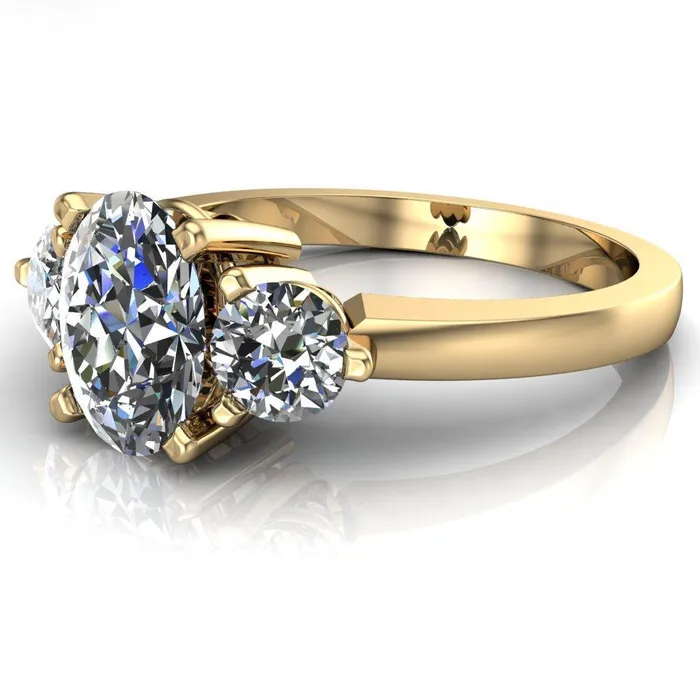 Fire Brilliance Rings Giselle Oval Center Stone Trinity Under Bezel Engagement Ring