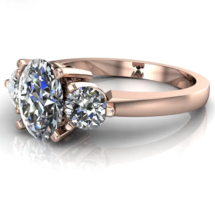 Fire Brilliance Rings Giselle Oval Center Stone Trinity Under Bezel Engagement Ring